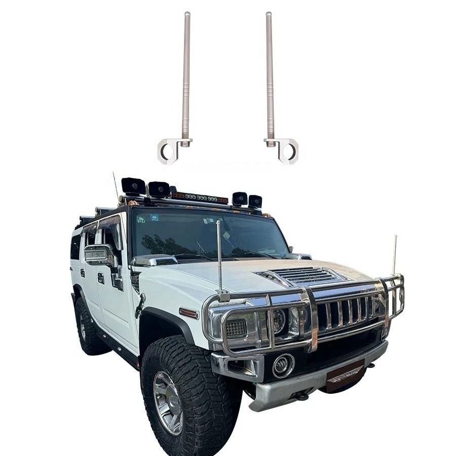 Aluminum Alloy Silver Front Bumper for Flagpole for H2 H3 Clip-on Guide Rod Bracket Antenna